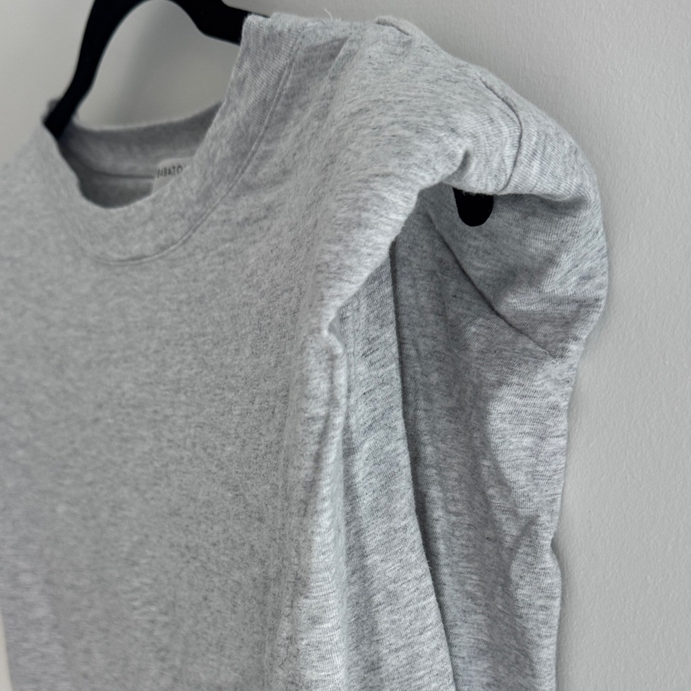 Babaton Grey Shoulder Pad Cap-Sleeve Crop Tee - Picture 3 of 4